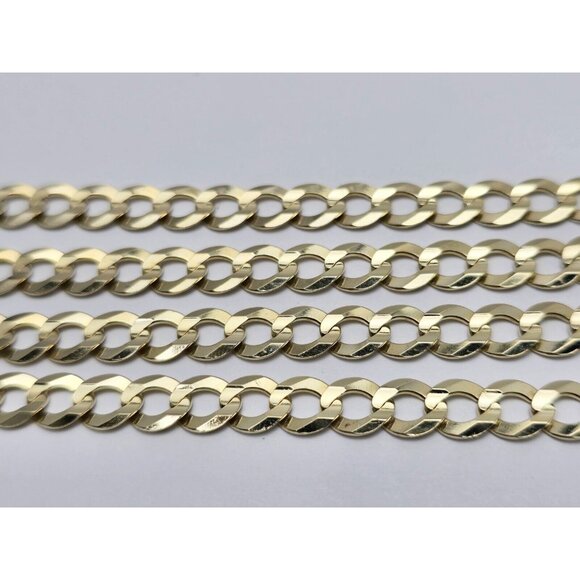 Unique 10K Karat Solid Yellow Gold Flat Curb Link Chain Necklace - 22.50" Length - Picture 10 of 15